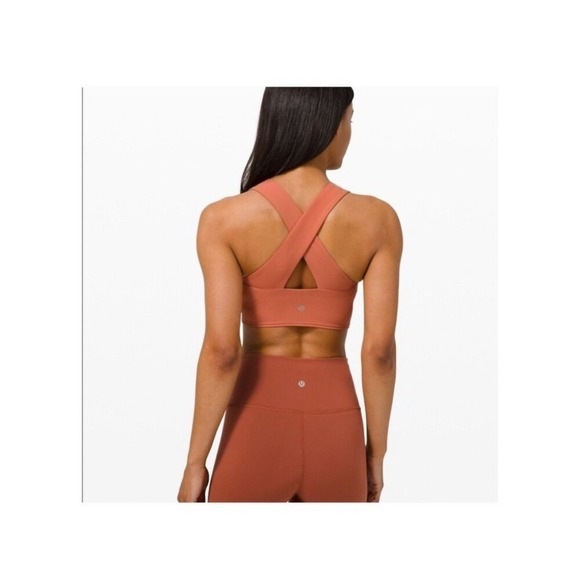 Lululemon Forward Fold Bra Longline Tank Top Cross Back Clay Size 6 - Picture 2 of 7